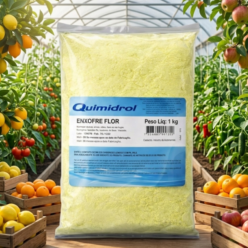 Fertilizante Enxofre em Pó Puro  Agrícola Quimidrol Amarelo 99% - 1kg ou 500g