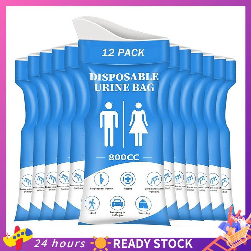 Saco De Urina Descartável 800ML , 12 Peças Portátil Para Mulheres/Homens Sacos De Xixi Viagens Mictório De Emergência E 