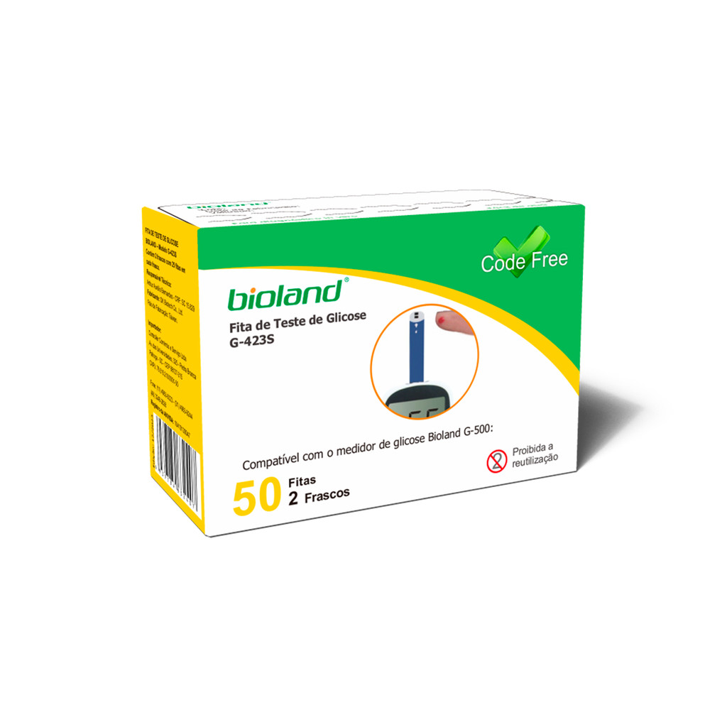 Fita Glicose Bioland G423s Refil Teste Glicemia G500 50un