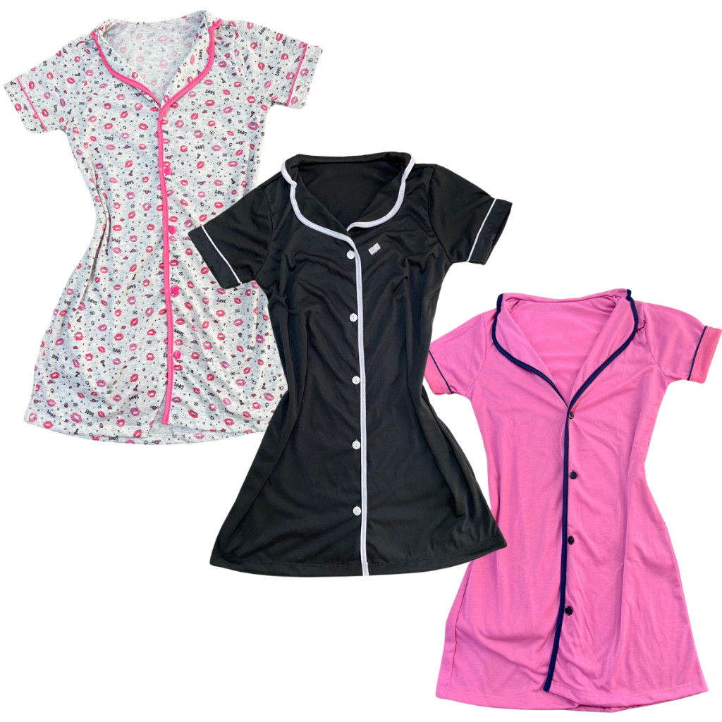 Kit 3 camisolas americana de botão plus size Botão