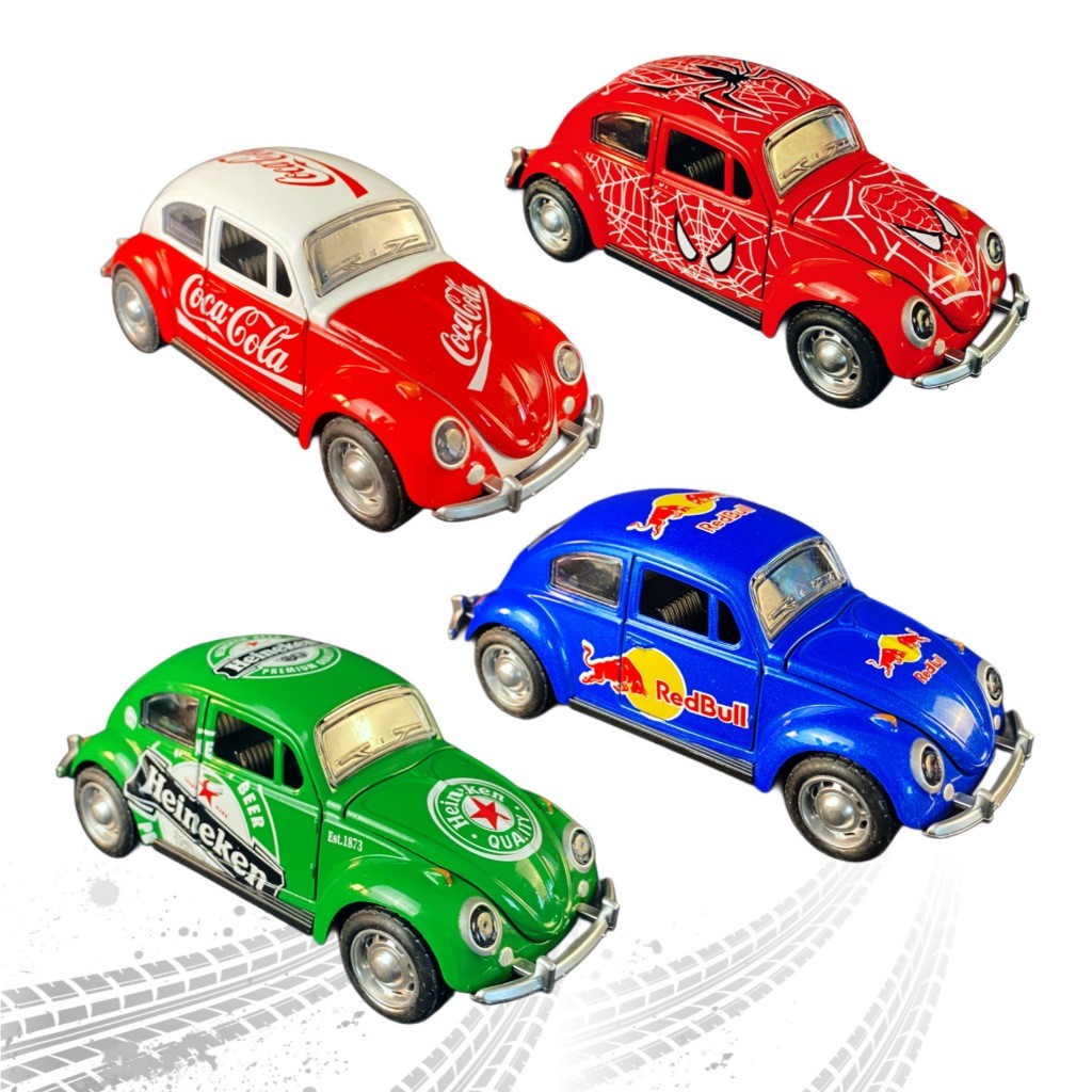 1/2/3 Fusca Miniatura Metal 1:32 Coca-Cola Red Bull Heineken Carrinho De Fricção