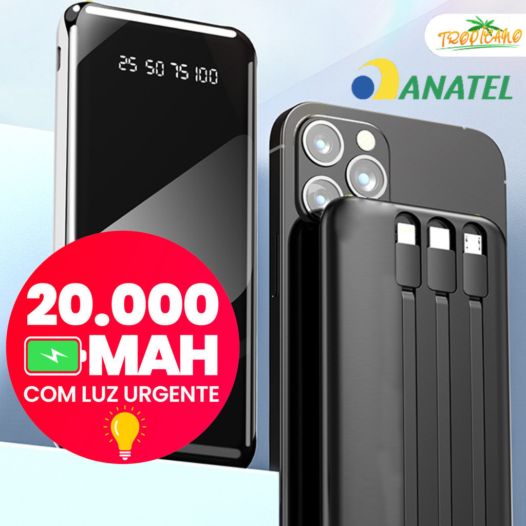 Power Bank Dual Capacity 10000mah 20000mah Bateria Externa Portátil Mel Tecnologia