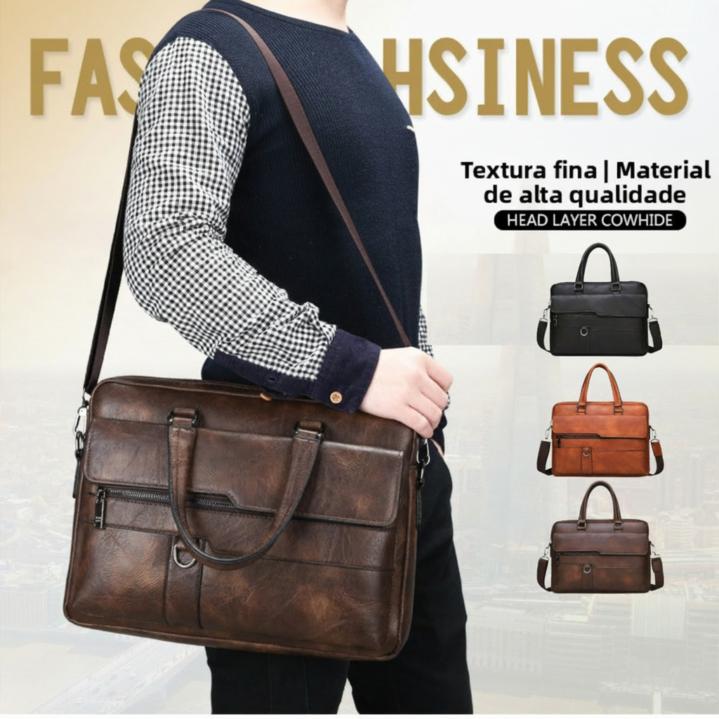 Bolsa Pasta Notebook Com Alça Executiva Transversal Resistente Para o Dia a Dia Trabalho Faculdade Maculina e Feminina