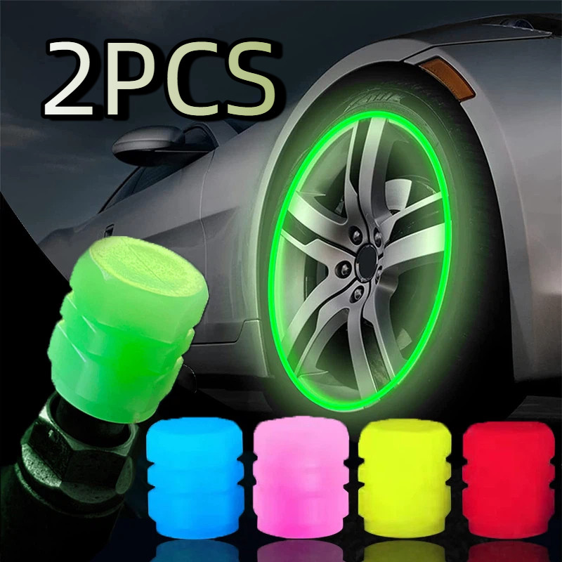 [Presente Grátis] Tampas De Válvula Luminosas Fluorescente Verde Azul Noite Brilhante Carro Motocicleta Bicicleta Roda E