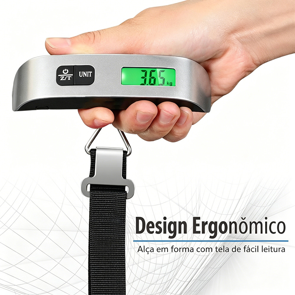 🧳 Balança Digital Portátil Para Bagagem 50kg | Balança De Mala Viagem Zerar/Unit Kg/lb LCD ✈️
