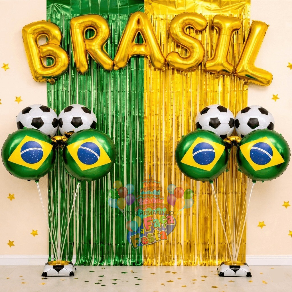 Kit Festa Brasil Copa do Mundo – Decoração Completa com Balões / sem hastes