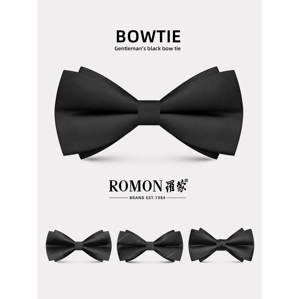 Gravata borboleta do noivo casamento masculino roupa Formal cor sólida moda Casual gravata de casamento High-End preto p