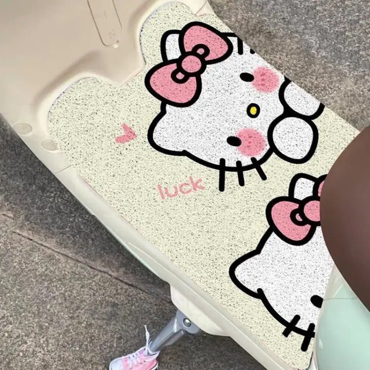 Tapete de Carro Elétrico Estilo Cartoon Hello Kitty Resistente à Sujeira Antiderrapante Tapete de Piso Cortável Livremen