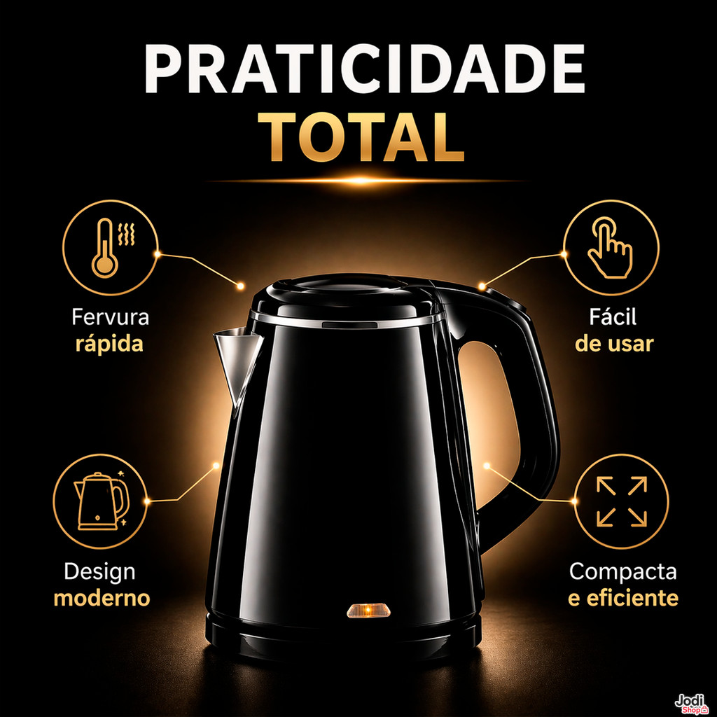 Chaleira Elétrica Inox 2,3L com Segurança e Fervura Rápida
