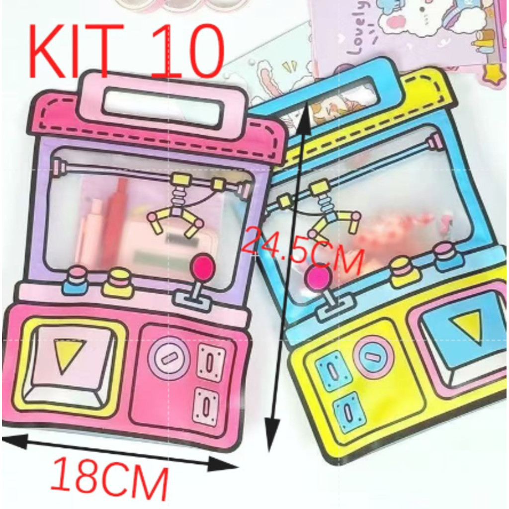 KIT10 Saco selado em forma de mochila de cartoon, saco de lanche portátil para crianças.(KIT 10 Máquina Azul)