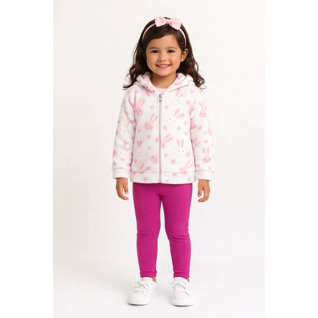 Cojunto Infantil Menina Moletom Capuz Jaqueta Ziper - Sortido -  1 2 3