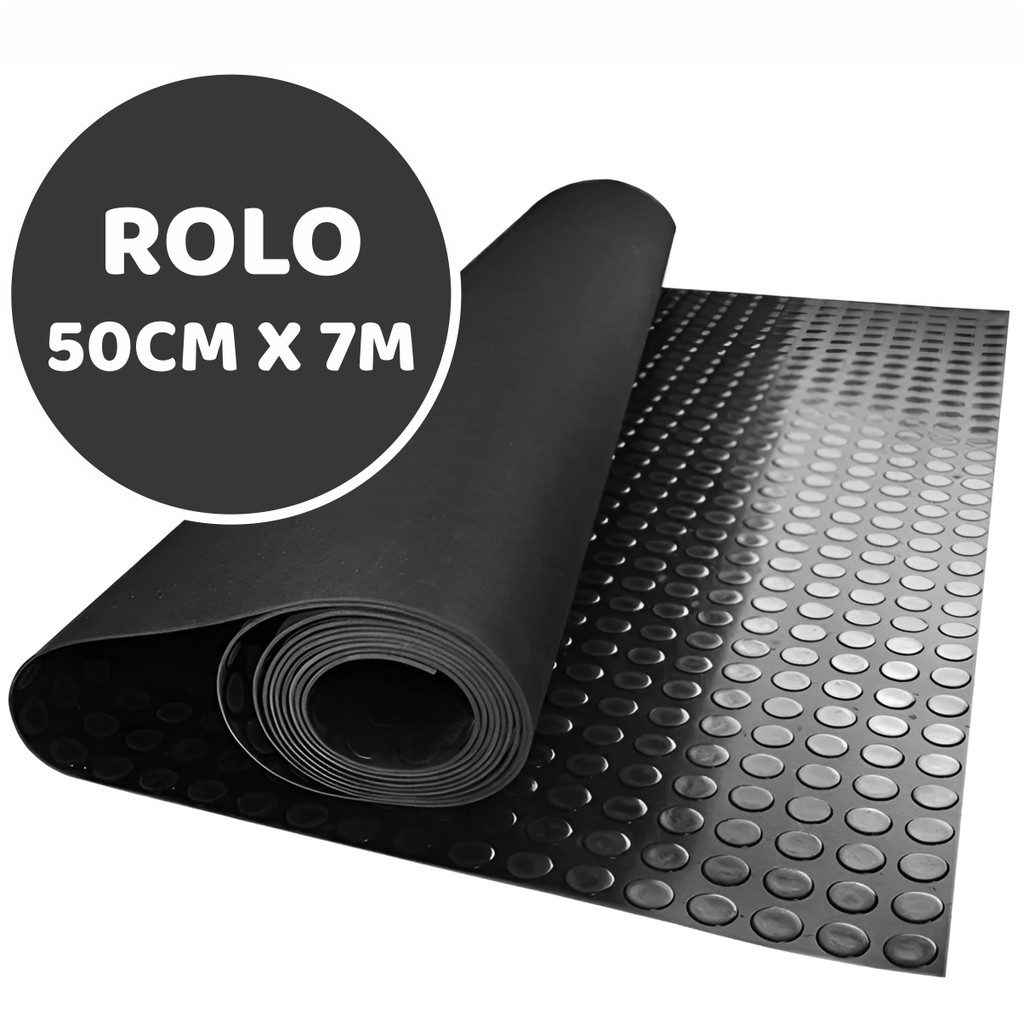 Rolo de 50cm x 7m Piso Moeda Pastilhado Preto Antiderrapante