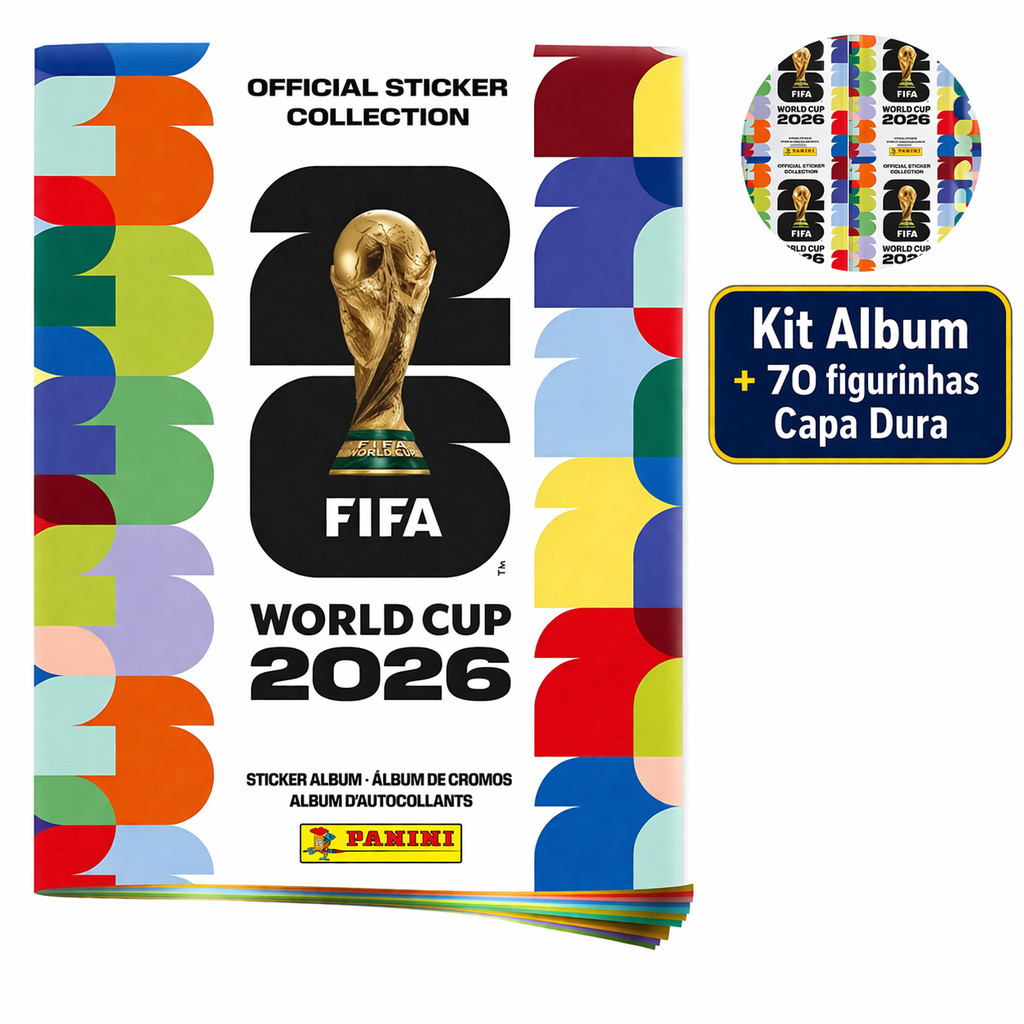Album Oficial Copa do Mundo 2026  Complete seu álbum - Album Capa Dura + 70 Figurinhas