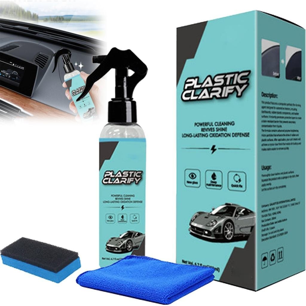 Plastic Clarify for Cars, 2025 Plastic Clarify, All-in-One Detailer for Car Interiors & Exteriors, Waterless Spray Wax, 