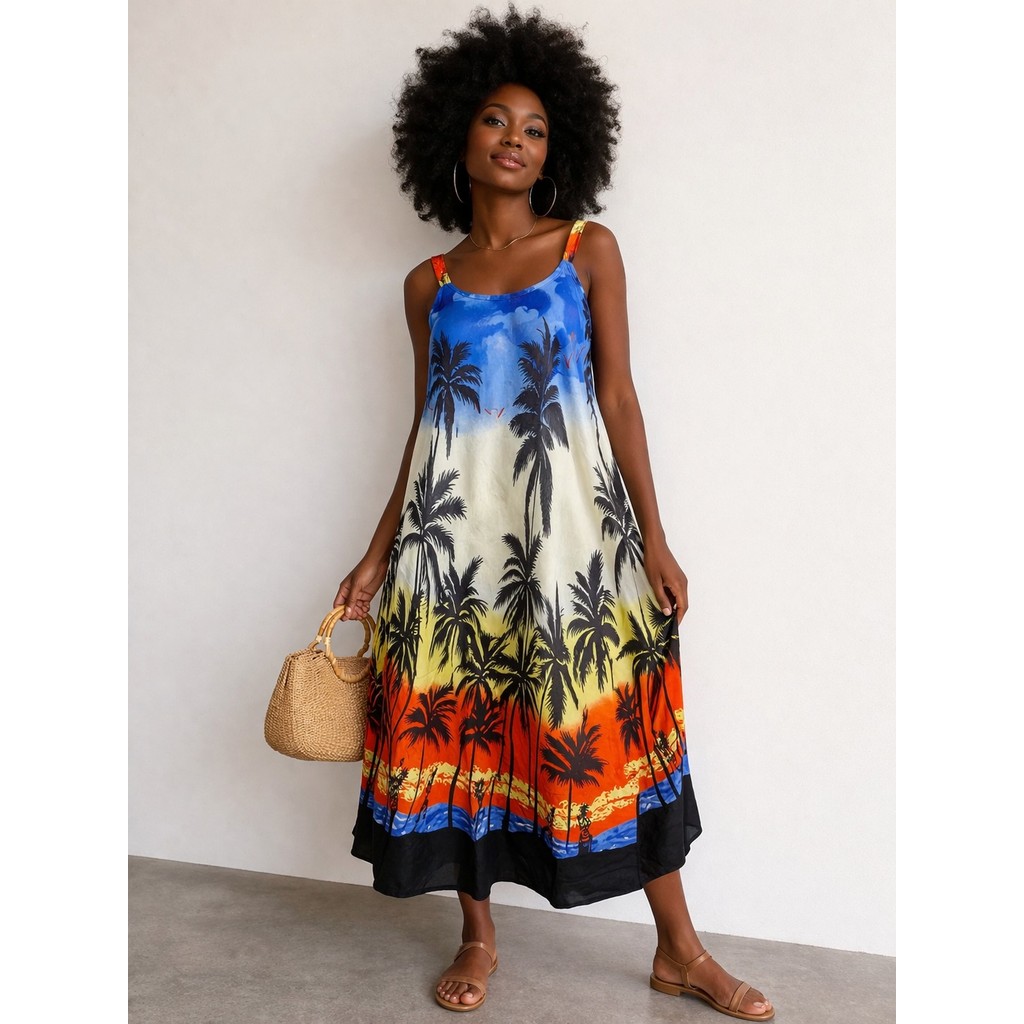 VESTIDO INDIANO TRAPEZIO ESTAMPAS