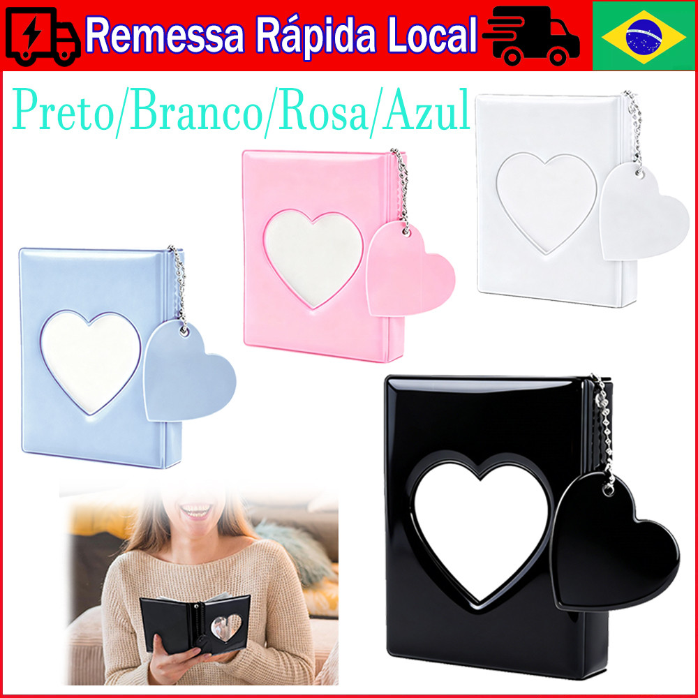 Álbum de fotos transparente portátil – porta-cartões transparente para mini fotos, cartões de nome, impressões de filmes