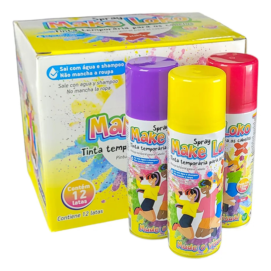 Tinta Temporária para Cabelo Spray 120ml Colorida – Visual Divertido para Festas e Eventos