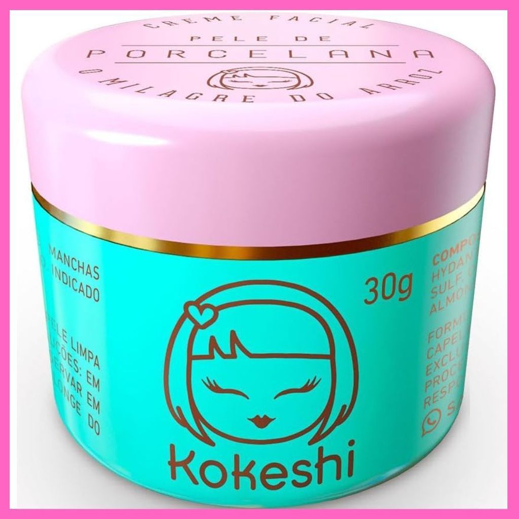 Hidratante Creme Facial Pele De Porcelana Kokeshi 30g Milagre do Arroz