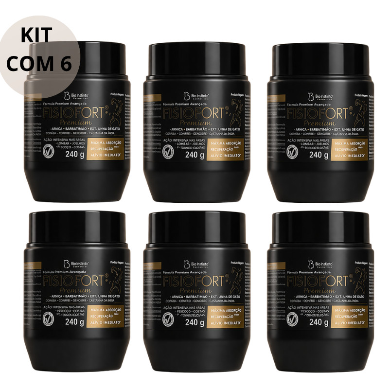 Kit C/06 UN POMADA Massageadora FISIOFORT PREMIUM desodorante dores musculares treino Bio instinto 240g