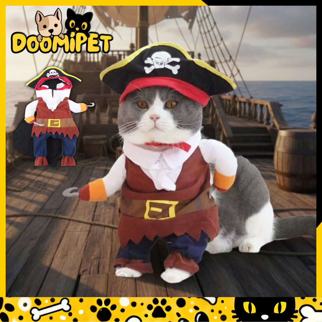 Fantasia de Pirata para Cachorro e Gato – Roupa Criativa para Pets com Acessórios