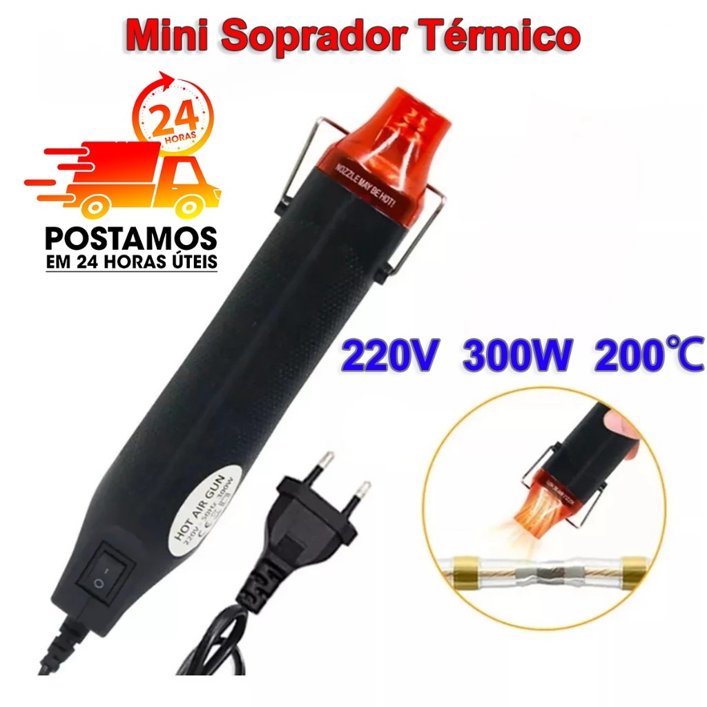 Soprador Térmico Portátil 300W 220V para Artesanato Resina Manutenção de PVC Tubo Termorretrátil e Velas