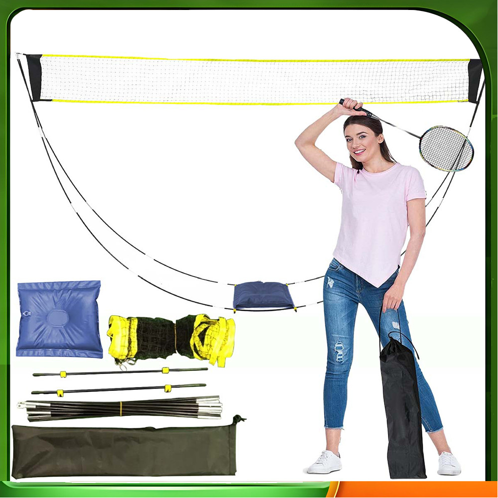 Rack de rede de Badminton destacável preto amarelo 1.6 x 2.9 m Bolsa de água Bolsa de armazenamento portátil fácil insta