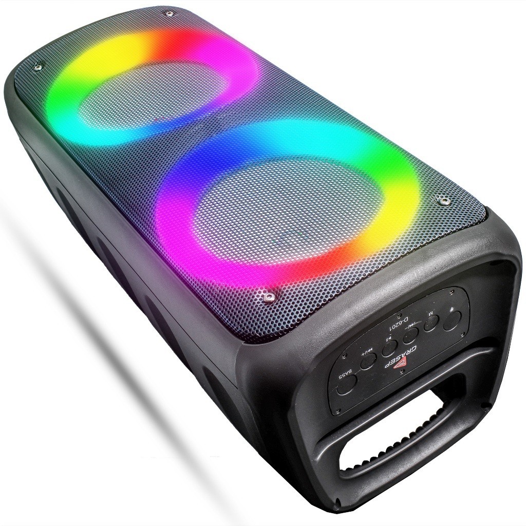 Caixa De Som Muito Grande Amplificada Iluminação Led RGB Bluetooth Hi-Fi Aux P2 P10 Pendrive Cartão Sd USB