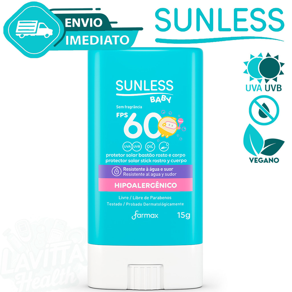 Protetor Solar Baby Bastão Bebê Toque Seco Alta Proteção Fps60 Sunless 15G Sunless Envio Imediato