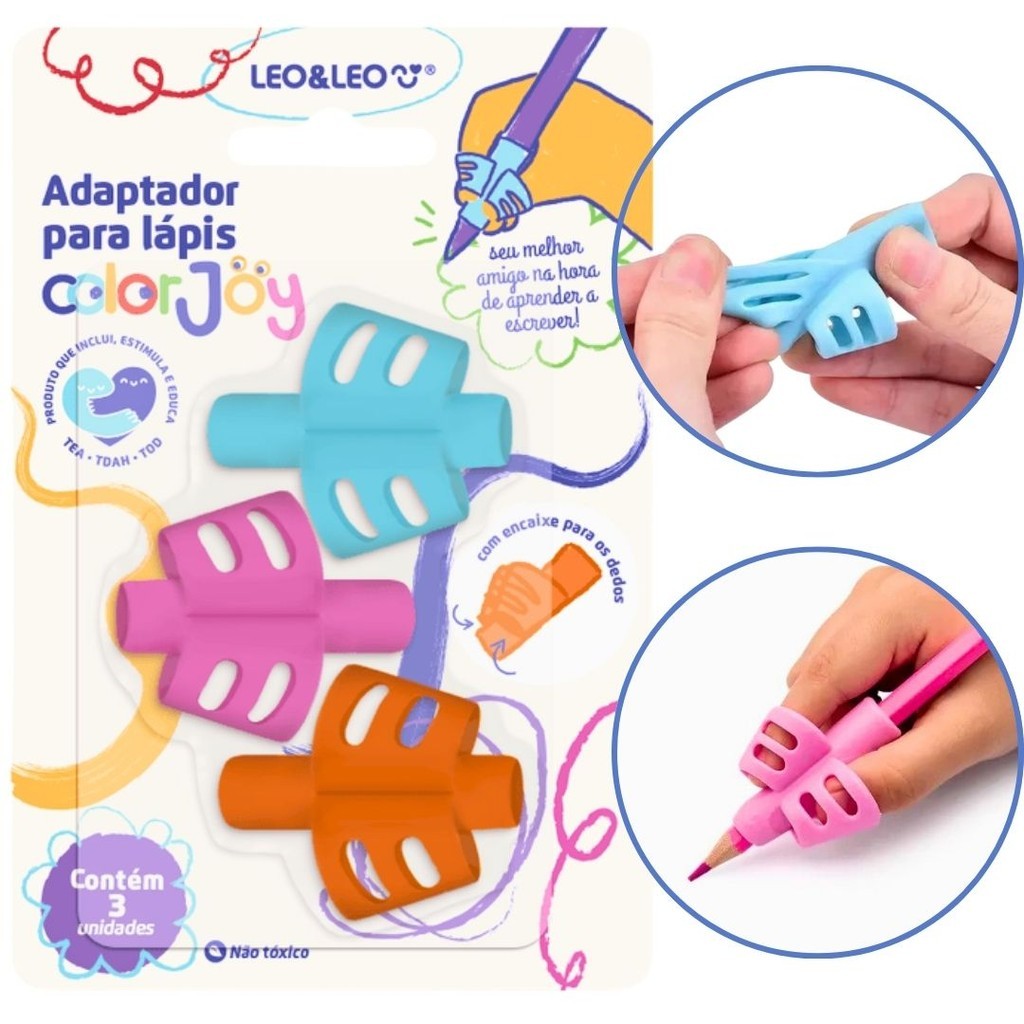 Adaptador para Escrita Apoio De Dedos p/ segura Lápis Stetro Ergonômico Autista