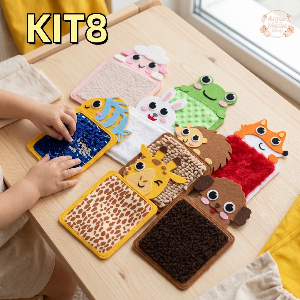 Tapetes de feltro sensoriais para autismo, brinquedos educativos com texturas de animais de desenho animado para