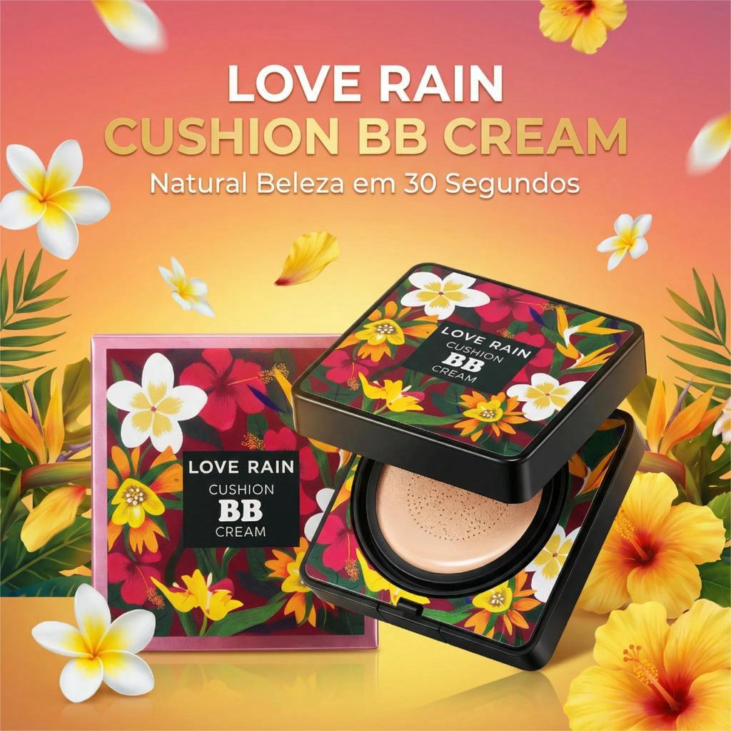 LOVÉ RAIN BB Cream Base e Corretivo com Esponja Cogumelo Clareadora