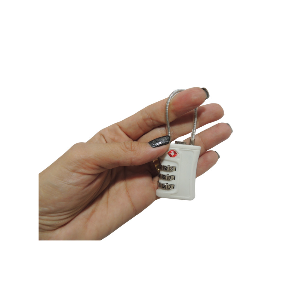 Cadeado Tsa Senha Cabo Aço Mala Viagem Bagagem Armario Academia Branco
