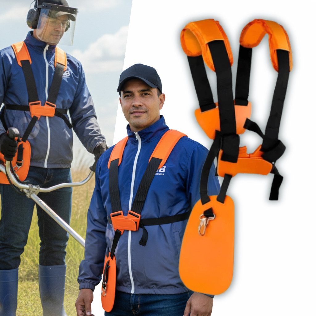 Cinto  Roçadeira Duplo Ombro  Ergonômico e Reforçado Tamanho Único  Compativel  Sthil, Toyama, Vulcan, Nakasaki, Garthen