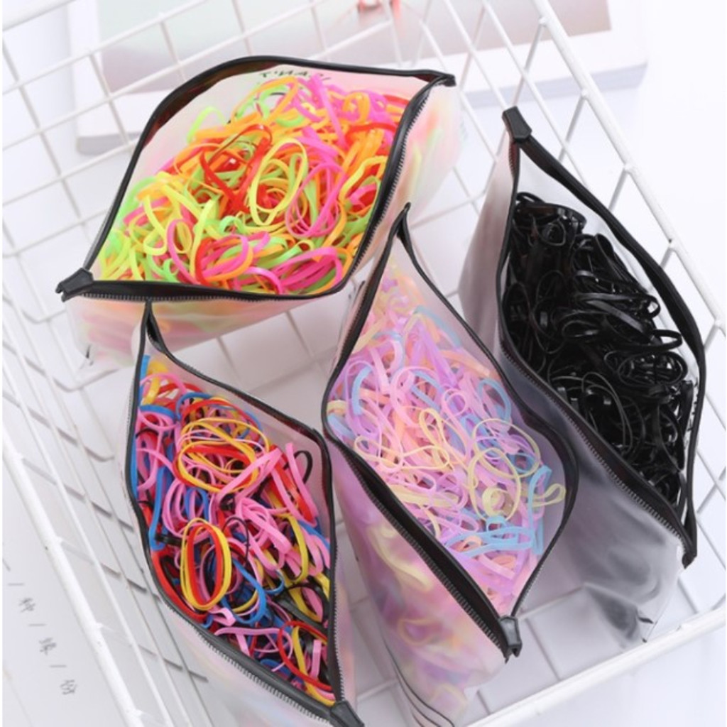 Kit 500 Elastico de cabelo Com Bolsa borrachinha/liguinha rabico de cabelo silicone infantil