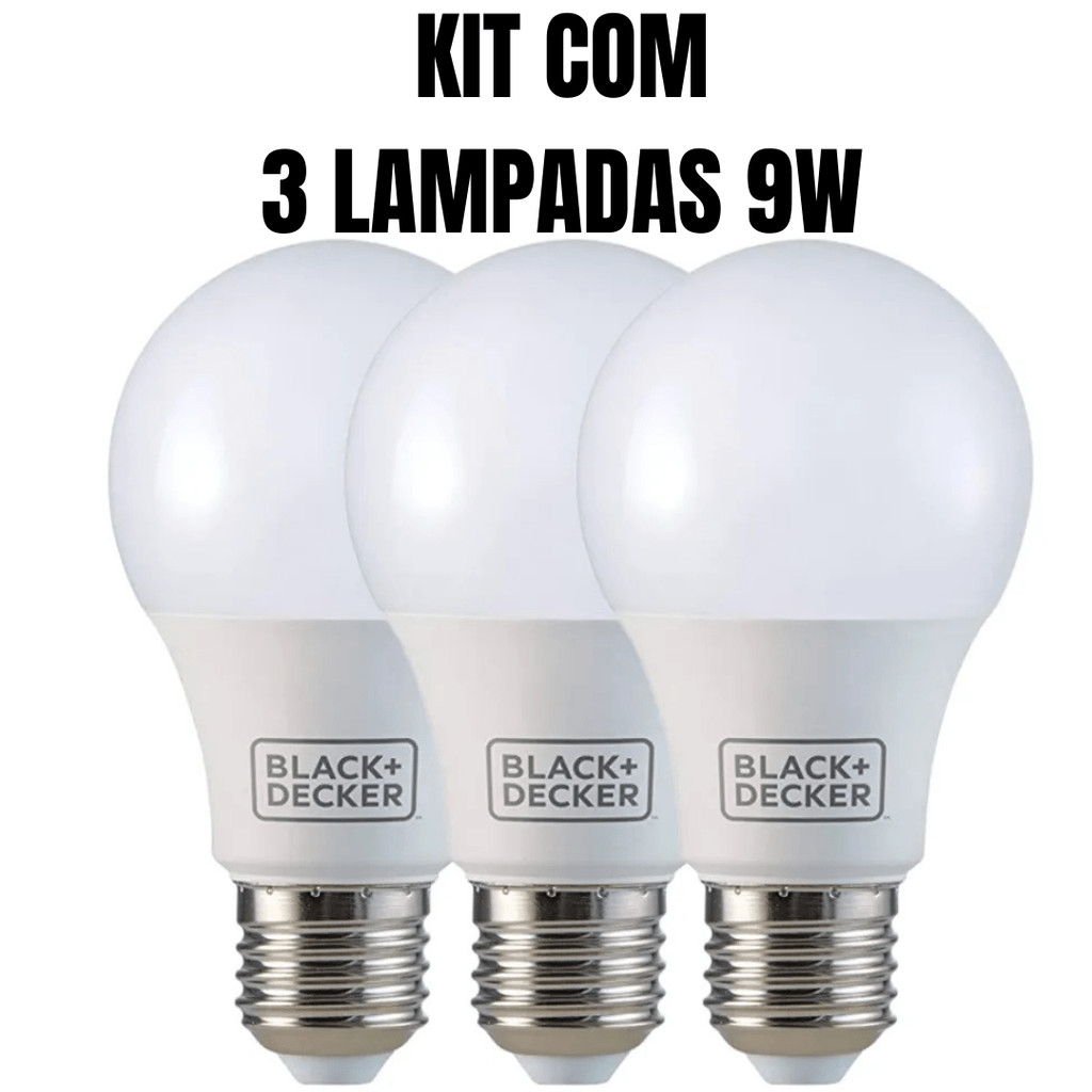 Kit 3 lâmpadas led bulbo 9w luz branca forte 6500k bivolt e27