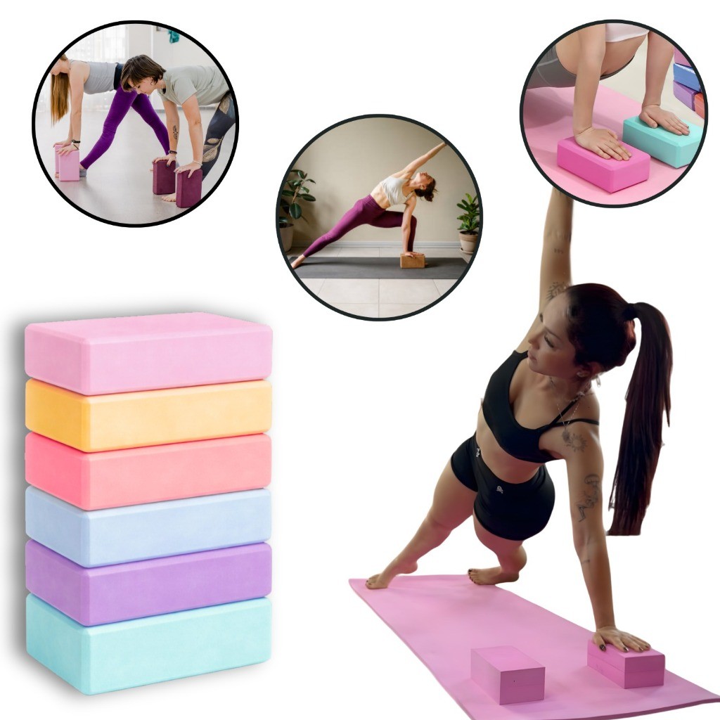 Bloco de Yoga Pilates 20x10x7,5cm Apoio para Alongamento e Fisioterapia