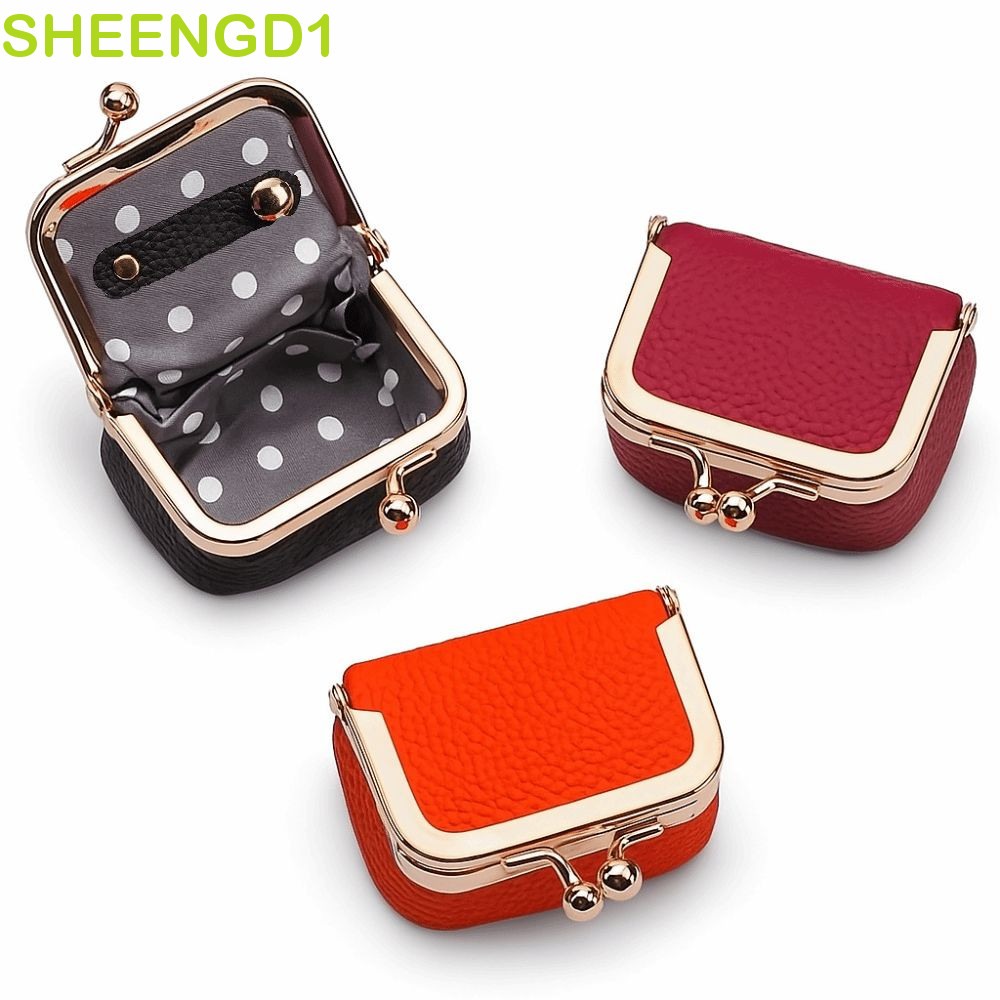 Bolsa De Moedas SHEENGD1 Kiss Lock , Quadrada De Couro PU Para Joias , Mini Itens Pequenos De Cor Sólida