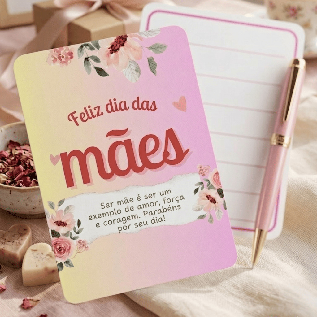 Cartões Feliz Dia Das Mães Lembrancinha Mimo Com Frase Para Presente Para Mãe Kit 50 Unidades