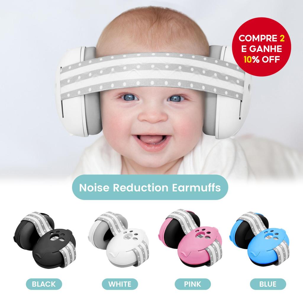  Protetores Auriculares para Crianças, Protetores de Ouvido com Faixa Ajustável para Segurança de Bebês e Crianças