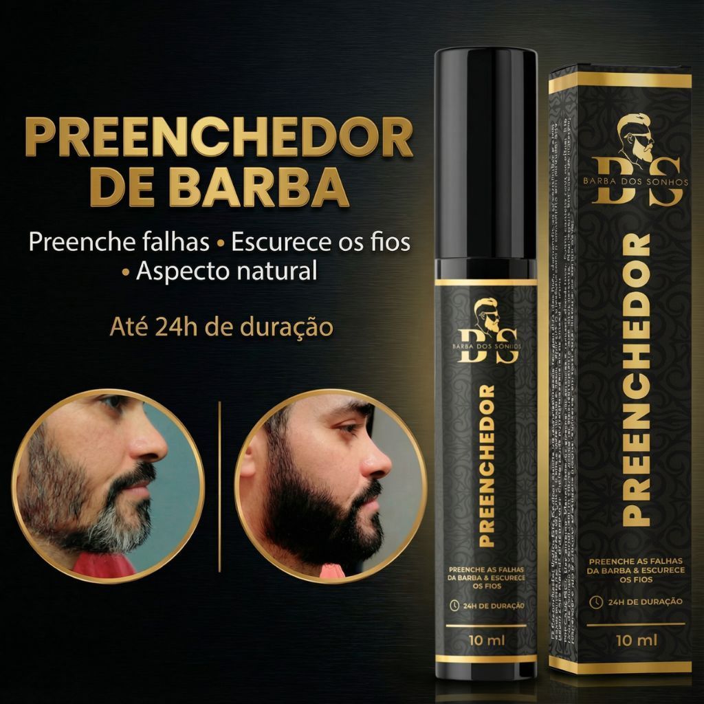Preenchedor de Barba Preenche Falhas e Escurece a Barba na Hora Barba Mais Cheia 10ml
