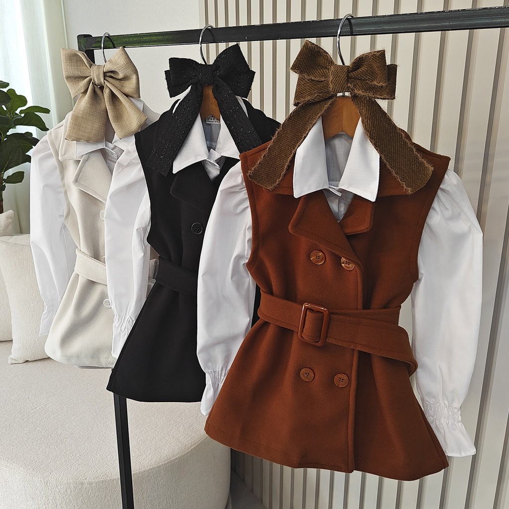 Sobretudo Infantil Nina Preto, Branco e Marrom Menina 04 ao 12
