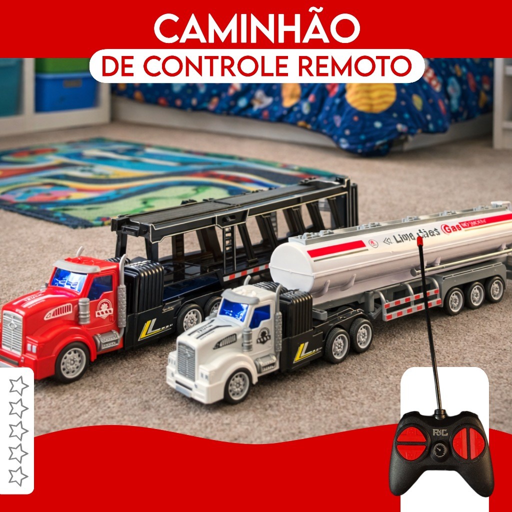 Caminhão Controle Remoto 38cm Articulado – Modelo Cegonha ou Tanque