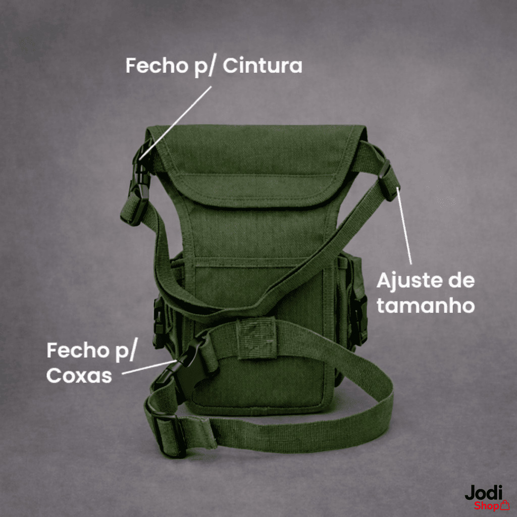 Pochete Masculina de Perna Tática com Fecho Ajustável e Compartimentos Antifurto