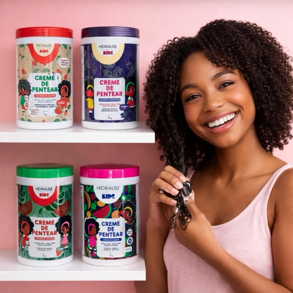 POTES De Creme para Pentear 1KG Cachos Sem Frizz Hidralise Definição Finalizador Cachinhos Kids