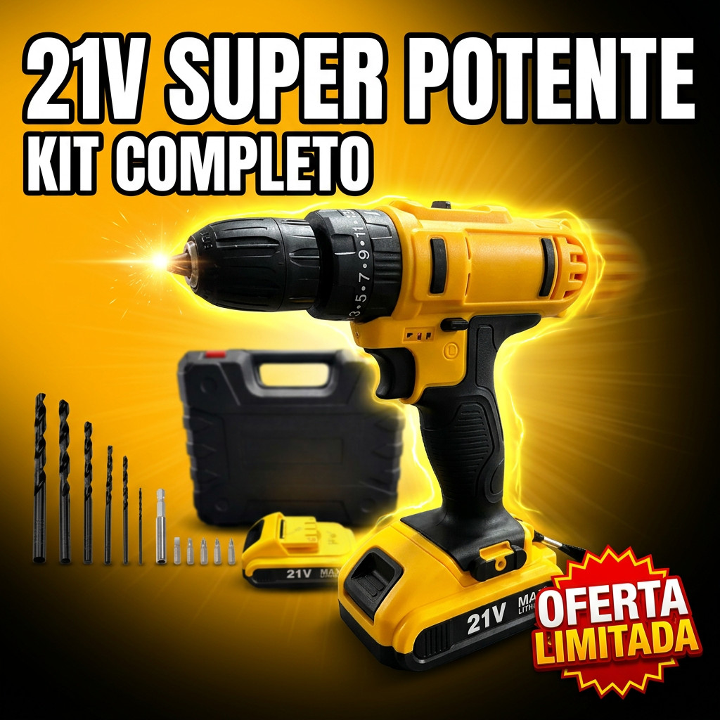 Parafusadeira Furadeira 21V Bivolt – Alta Performance e Mobilidade Sem Fio