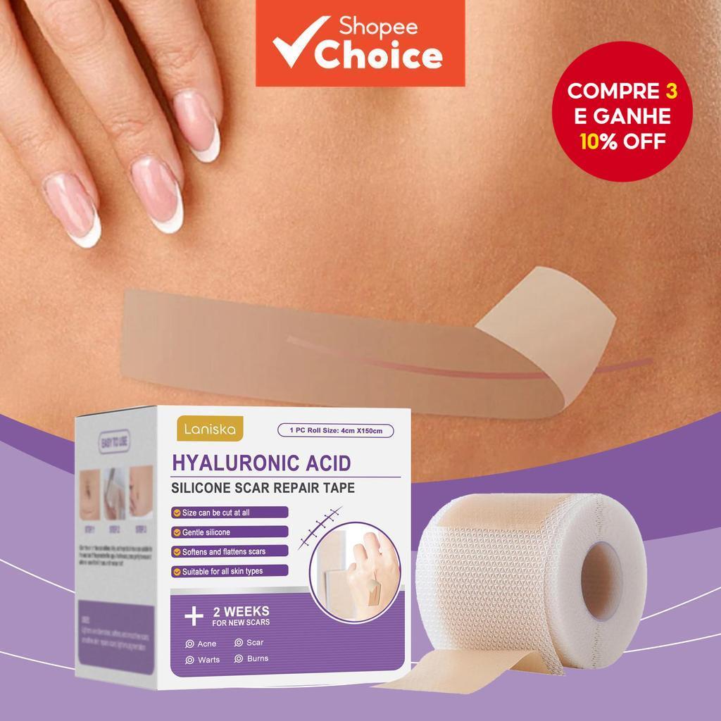  Fita de Reparo de Microagulhas de Ácido Hialurônico, Fita de Silicone para Cicatrizes, Fita de Silicone Reutilizável de