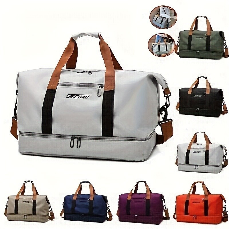 Bolsa De Viagem Impermeável De Grande Capacidade De Camada Dupla Leve E Com Zíper De Duffel De Ioga Ao Ar Livre Rajork