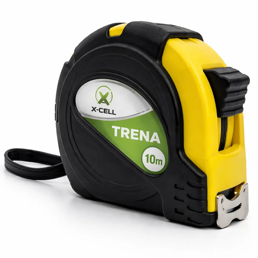 Trena Profissional 10m 25mm Tripla Escala com Trava Fita Larga Clip Cinto Emborrachada