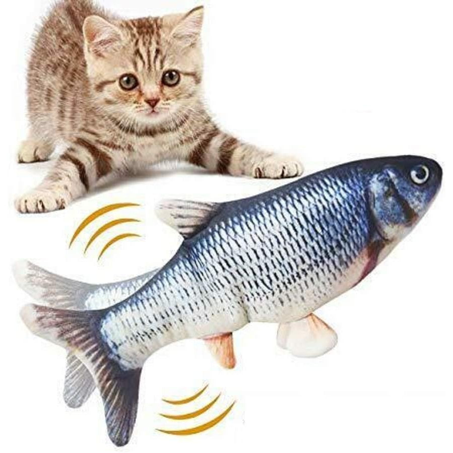 Brinquedo peixe de pelúcia para gatos carpa capim interativo com