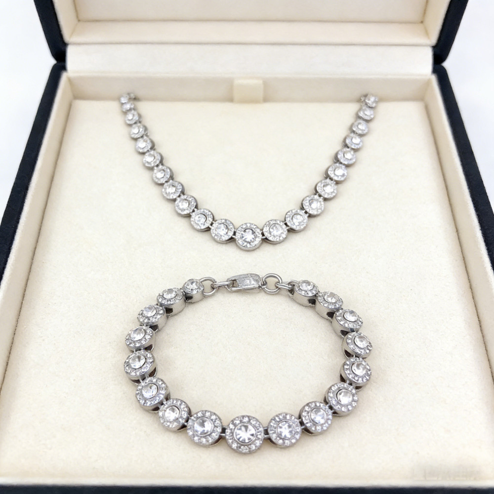 Colar e pulseira de diamantes redondos estilo colar cubano brilhante elegante luxuoso e de alta qualidade para presentes